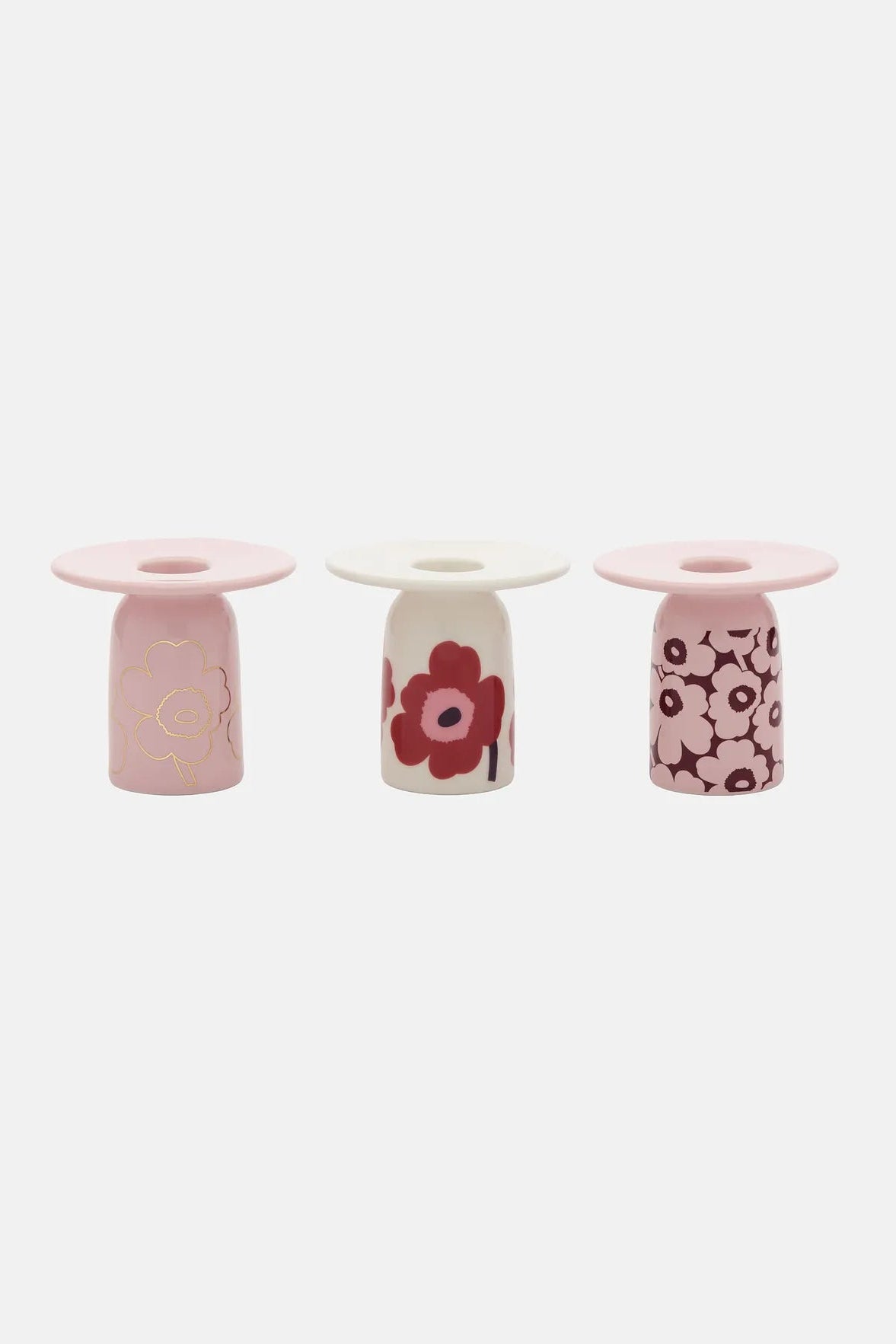 Marimekko Unikko Kynttilänjalka 3 kpl - valkoinen / värikäs