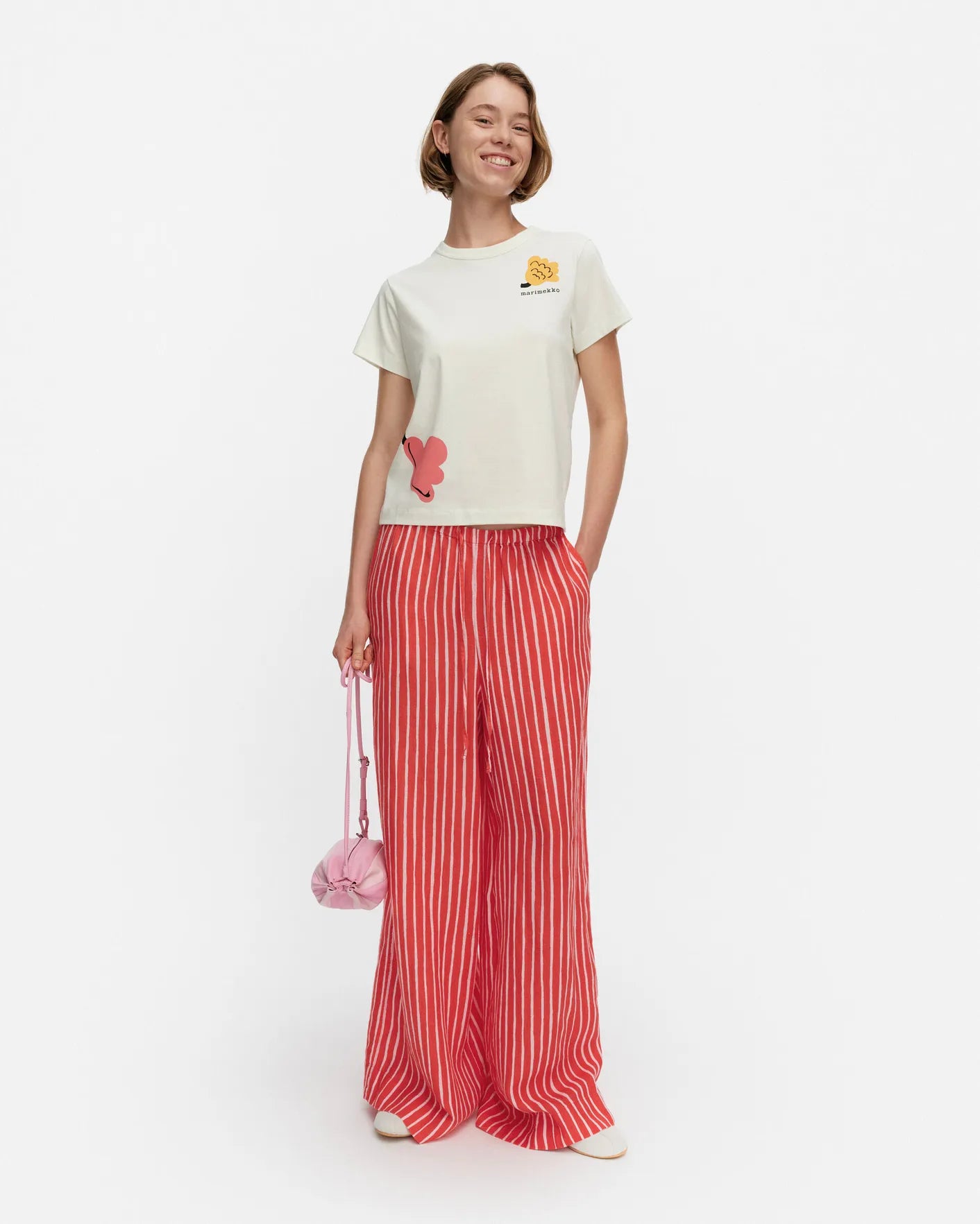 Marimekko Laji Piccolo linen trousers - red / red