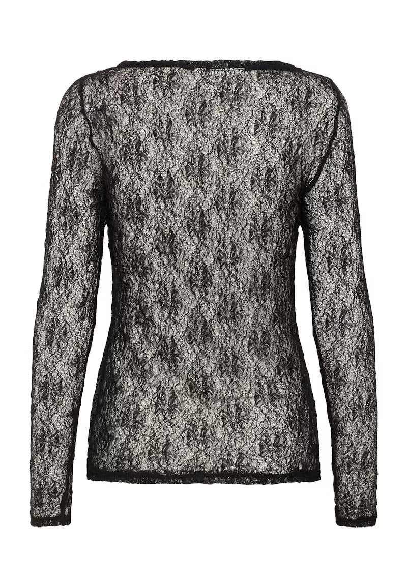 My Essential Wardrobe MWRita boatneck ls blouse - black