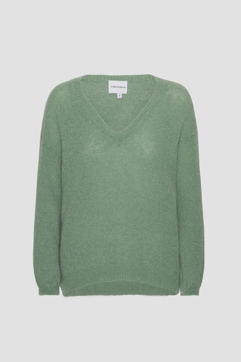 Americandreams Silja v-neck knit - dusty green