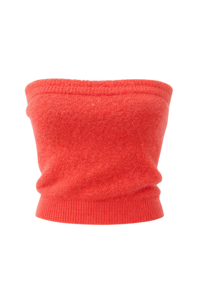 Americandreams Tessi bandeau alpaca top - coral red