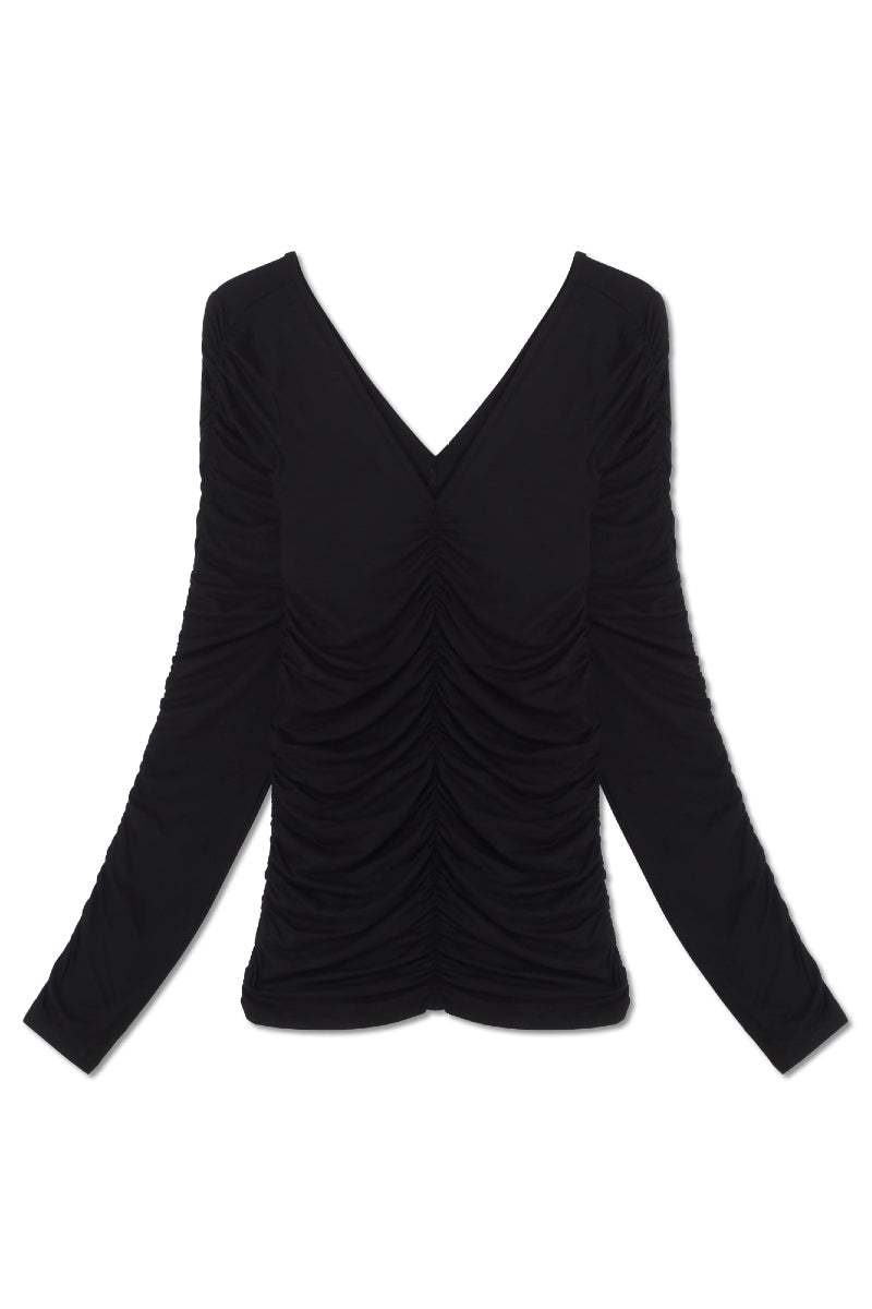 AVENY Yava V-neck LS top - black