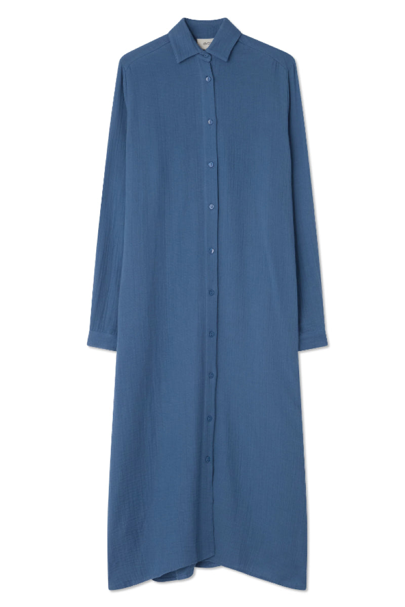 AVENY Berry dress cotton crincle - indigo blue