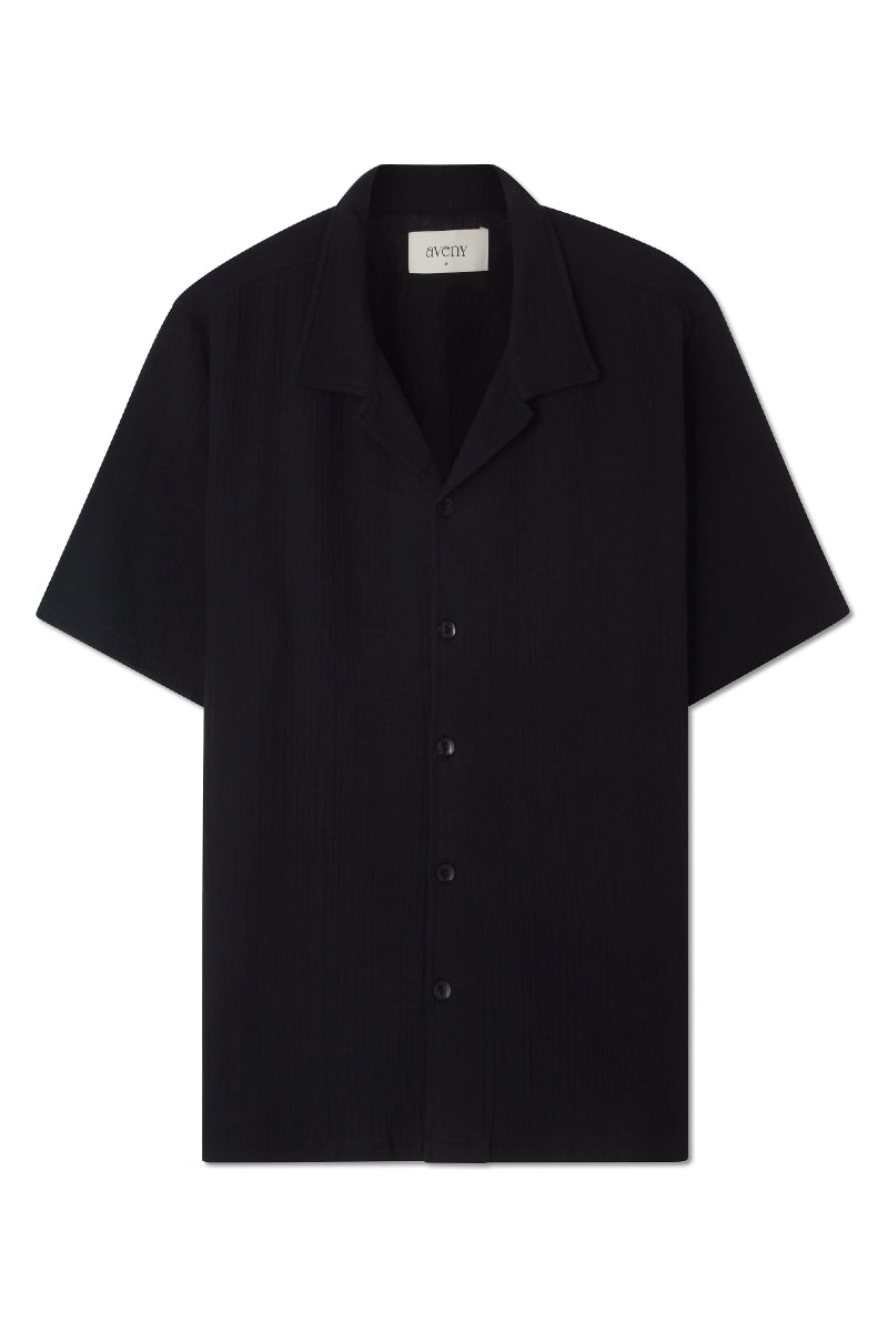 AVENY Collins shirt cotton crincle - black