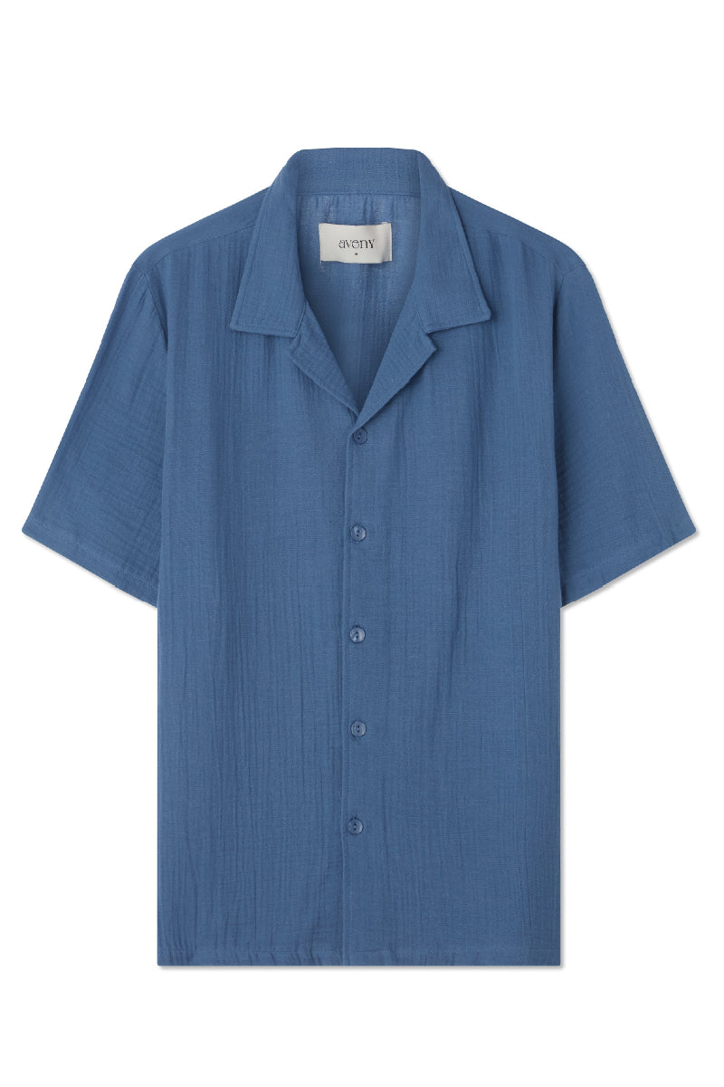 AVENY Collins shirt cotton crincle - indigo blue