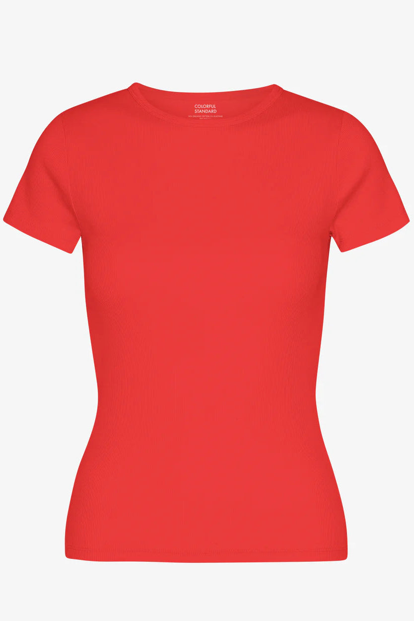 Colorful Standard Organic Rib SS t-shirt - Red tangerine
