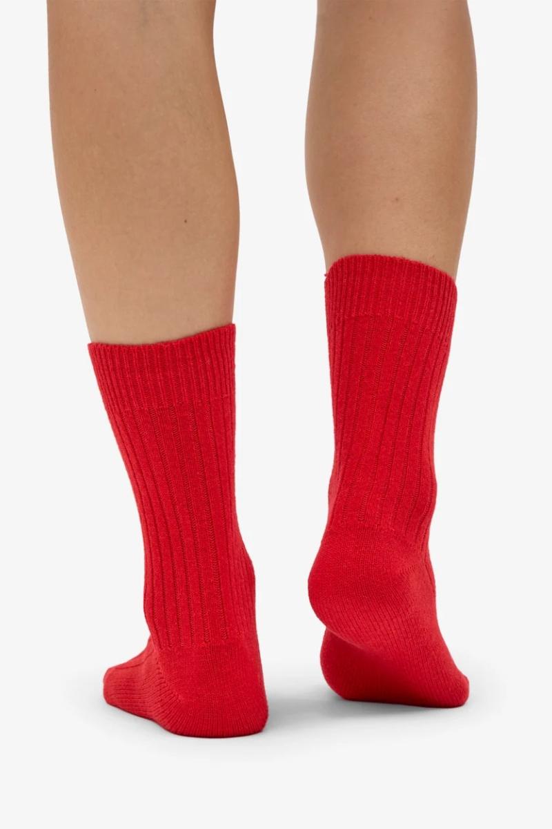 Coloful Standard Merino Wool Blend Sock - red tangerine