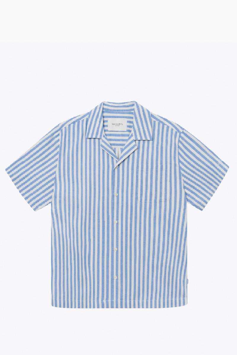 Les Deux Lawson Stripe SS shirt - ivory/palace blue
