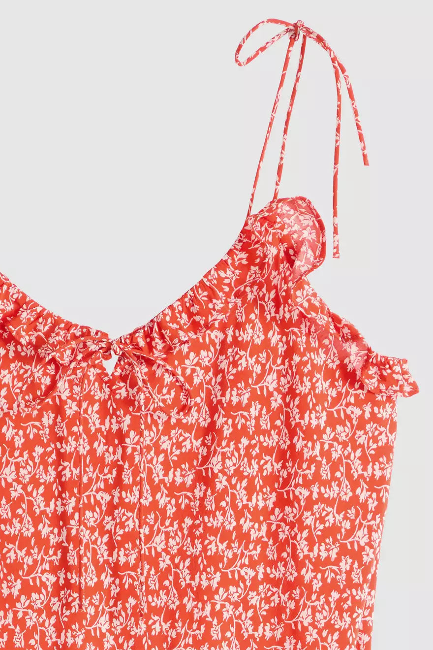 Levi's Sarita Midi Slip Dress - pamela floral vine signal red