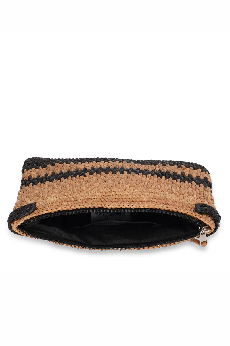 Lovelies Meliso stripe clutch - black / nut