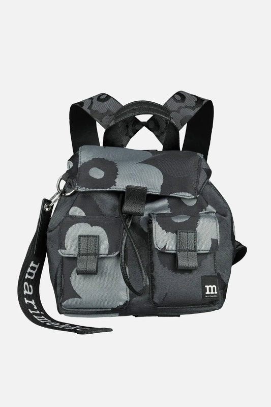 Marimekko Everything Backpack S Unikko pieni reppu - musta / harmaa