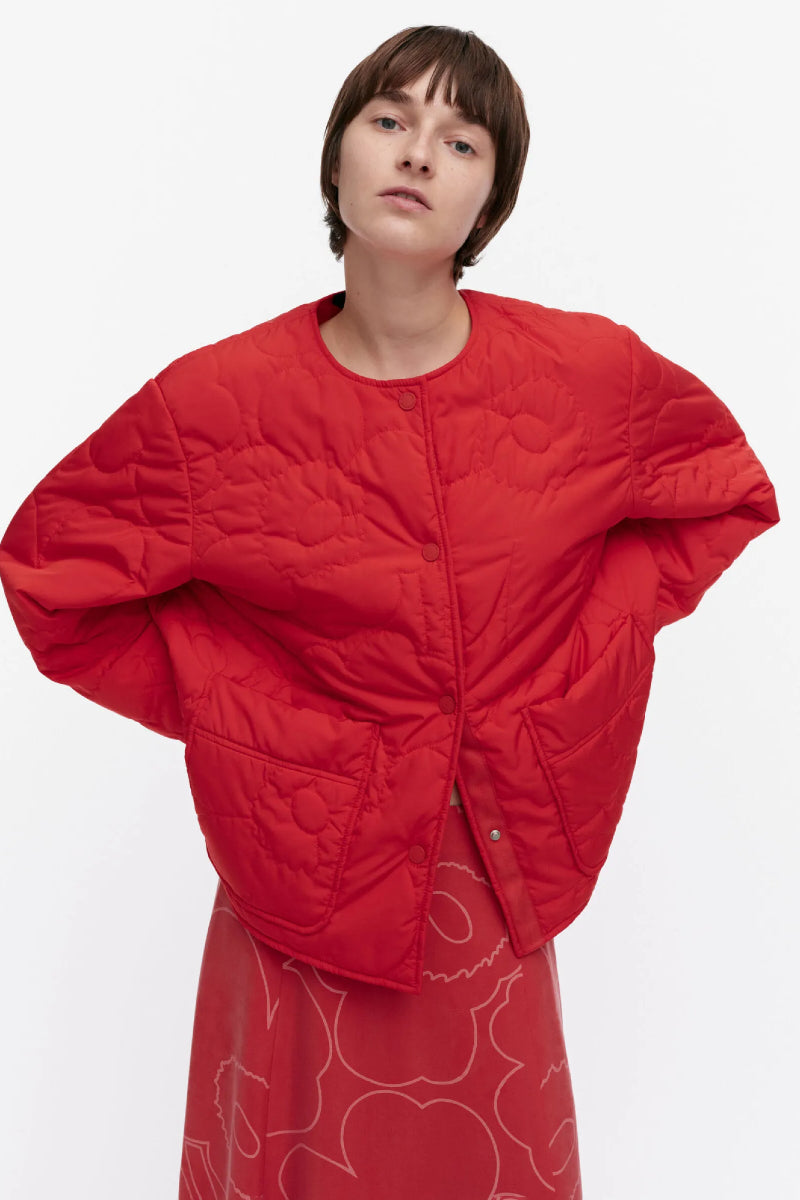 Marimekko Kapseli Piirto Unikko kevyttoppatakki - punainen