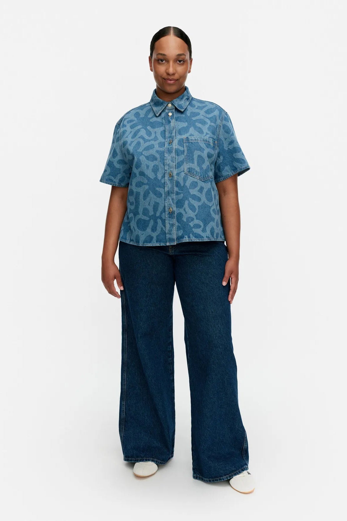 Marimekko Maridenim Kuvata Kukka paita - mid indigo