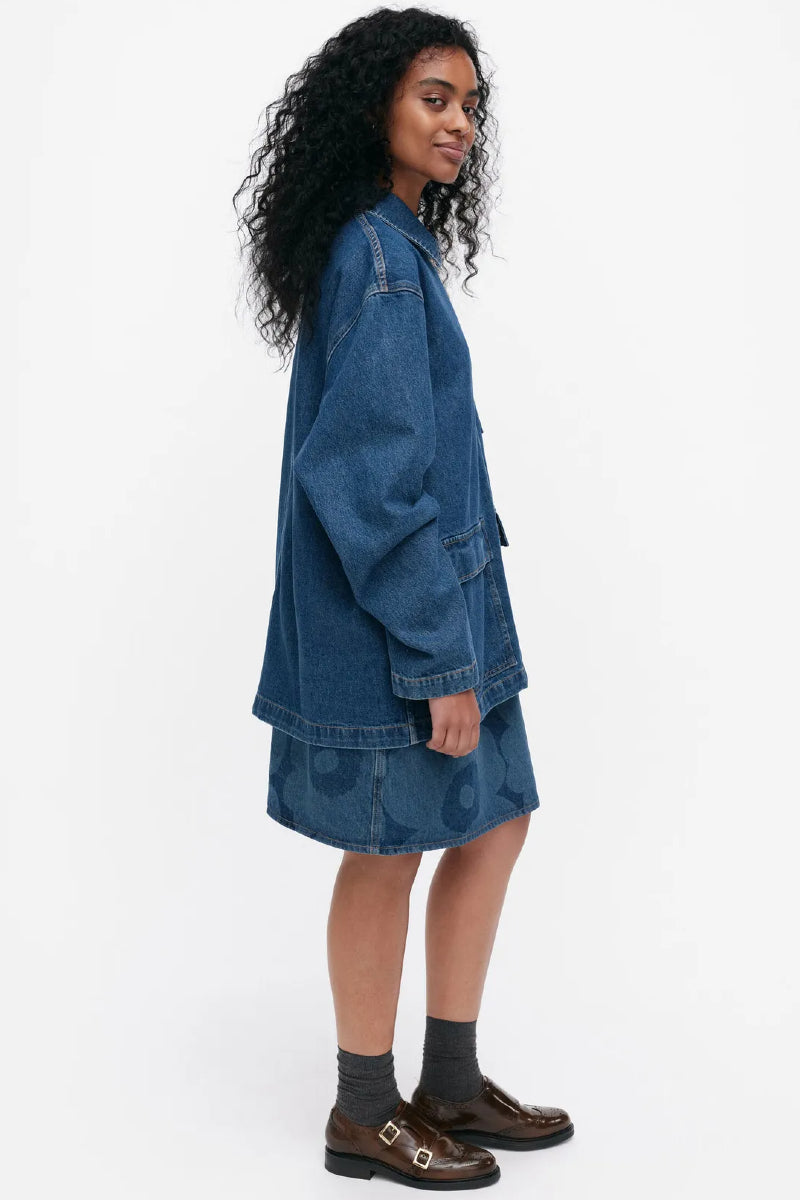 Marimekko Maridenim Poweri Unikko placement farkkutakki