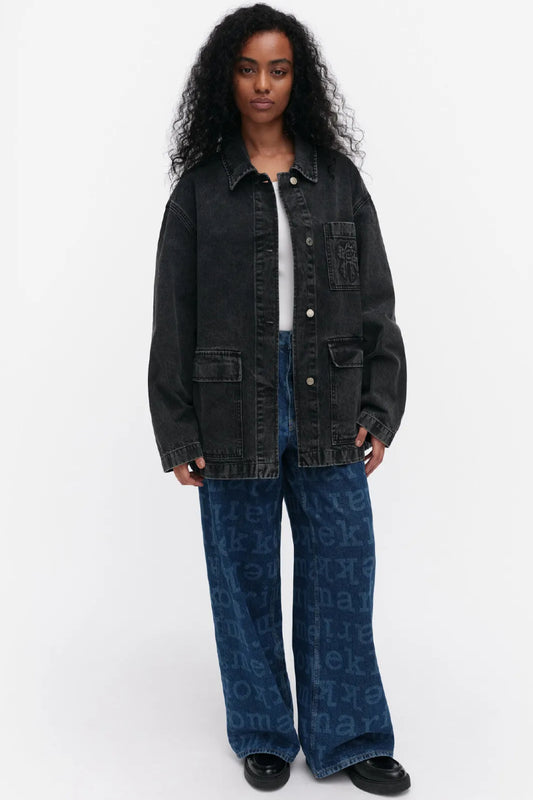 Marimekko Maridenim Poweri Unikko placement farkkutakki - harmaa