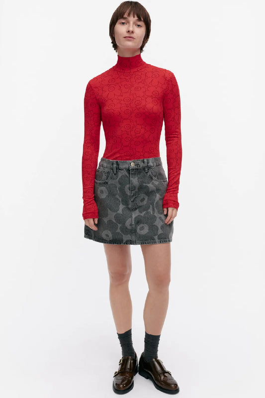 Marimekko Maridenim Ruudut Unikko hame - harmaa