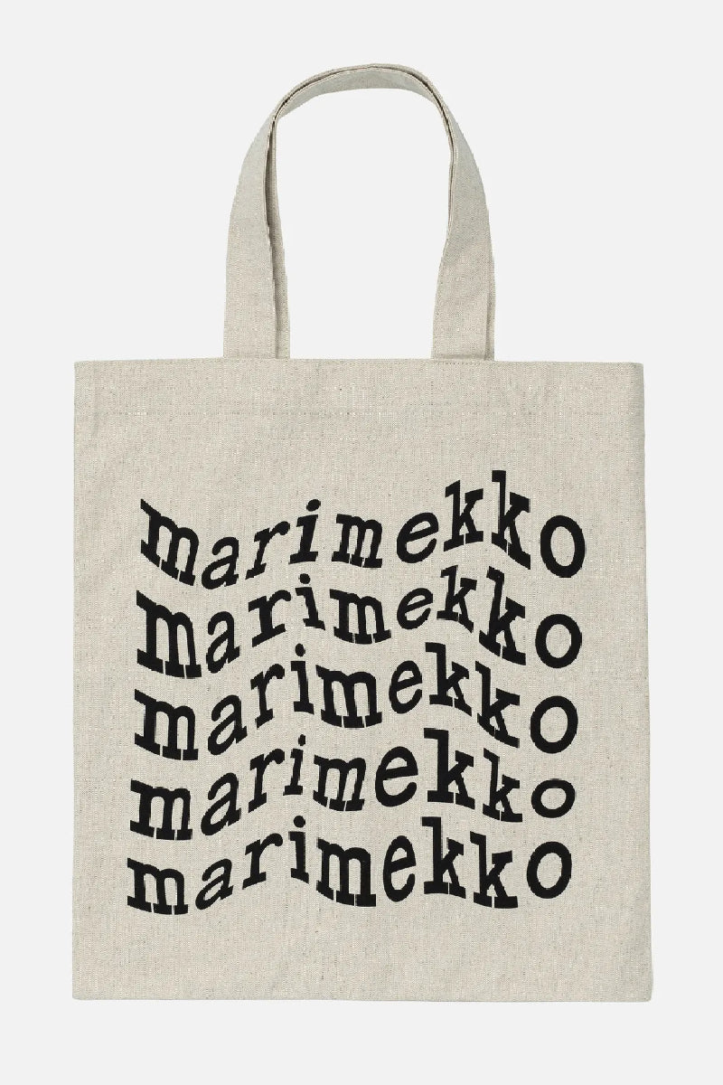 Marimekko Vankka Logo placement kangaskassi - luonnonvalkoinen / musta