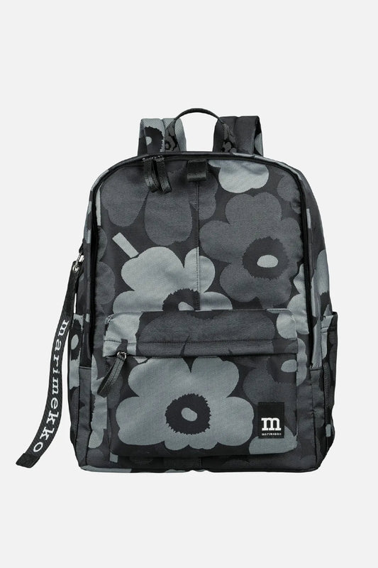Marimekko Zip top Backpack Unikko reppu - musta / harmaa