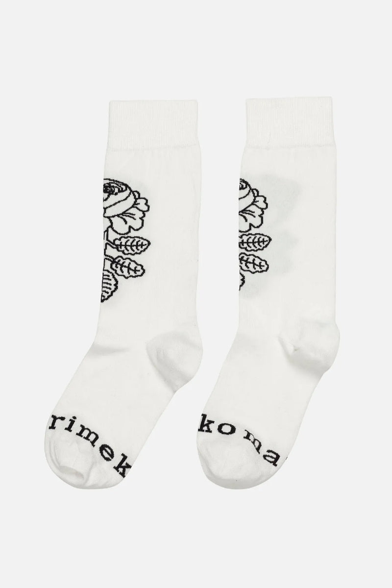 Marimekko Kioski Detsku Vihkiruusu sukat - valkoinen/musta