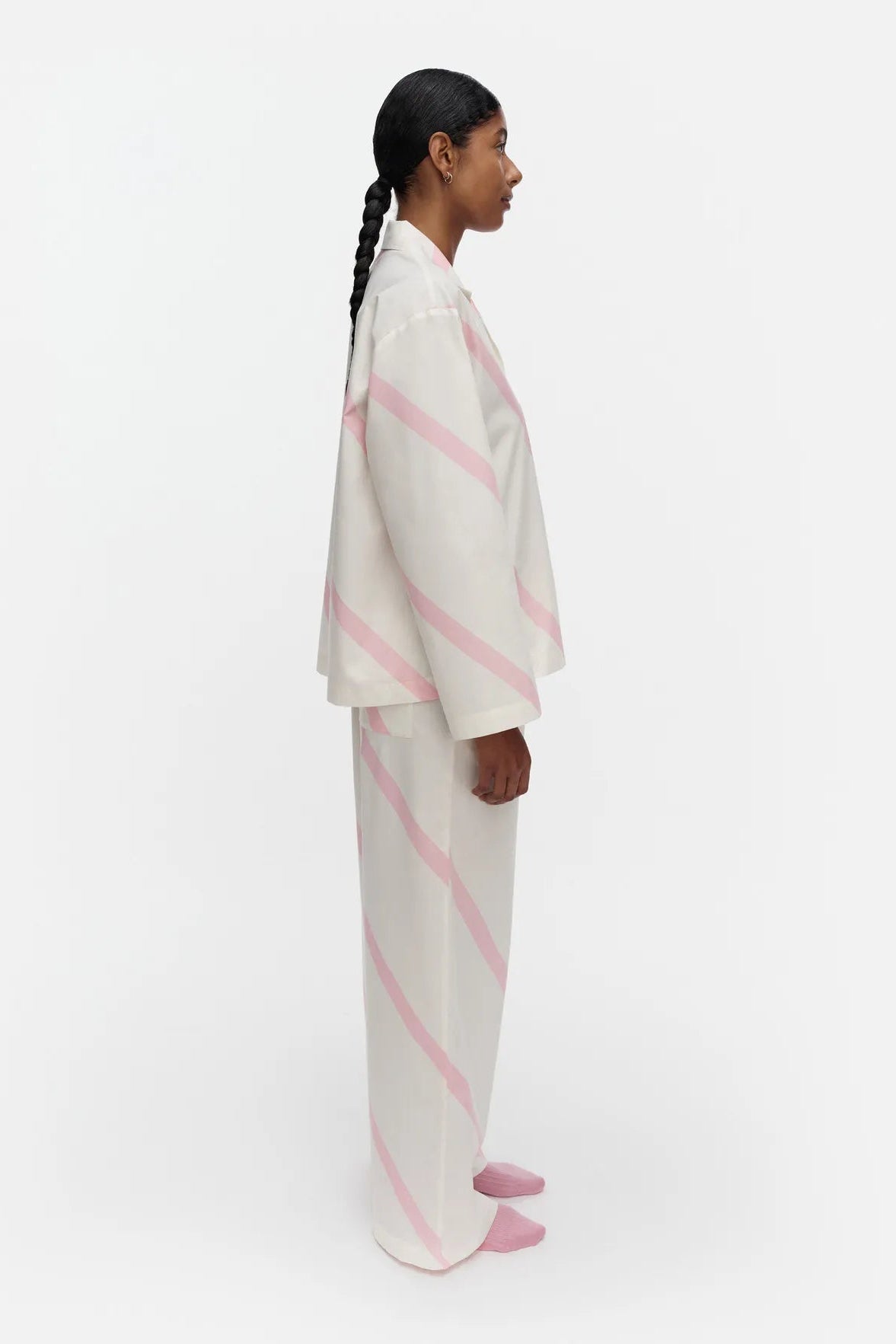 Marimekko Kuunnelma Basso Pyjamapaita - valkoinen / vaaleanpunainen
