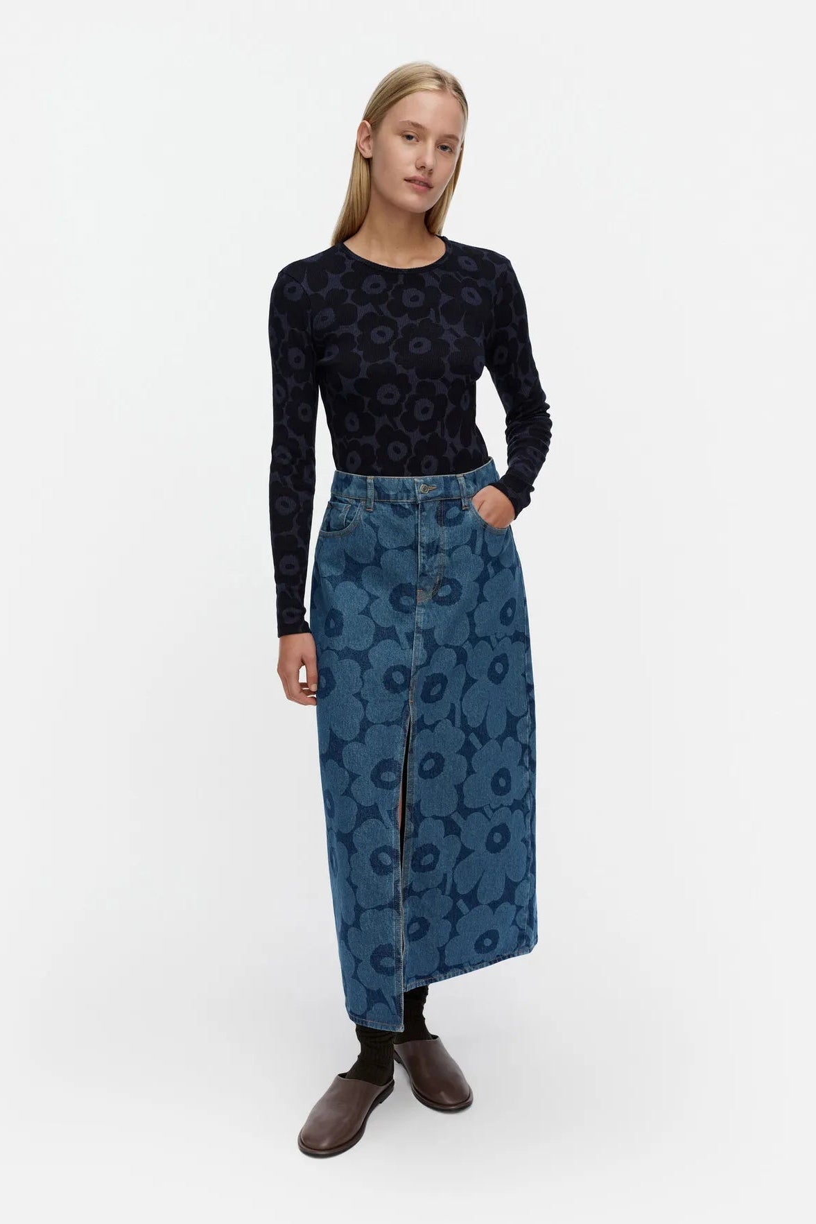 Marimekko Maridenim Kuvastuma Unikko Hame - mid indigo