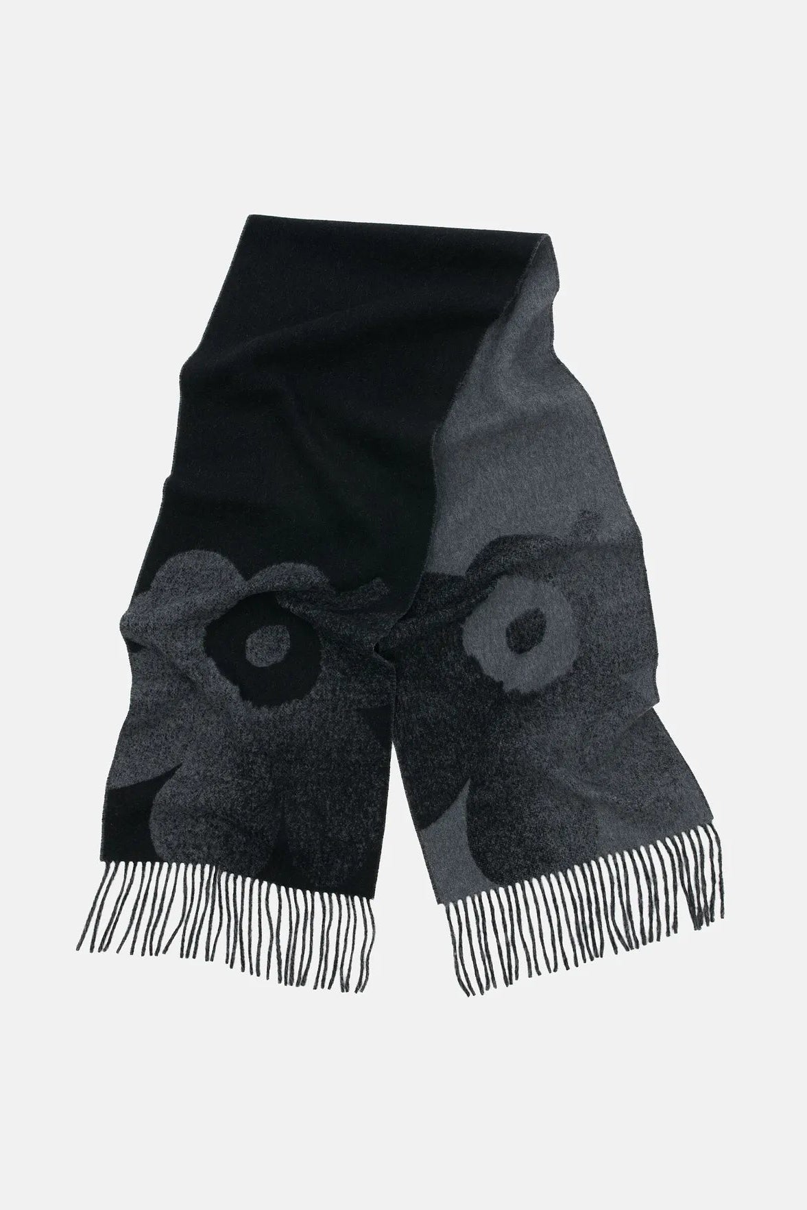 Marimekko Onnekas Unikko Kioski huivi - musta / harmaa
