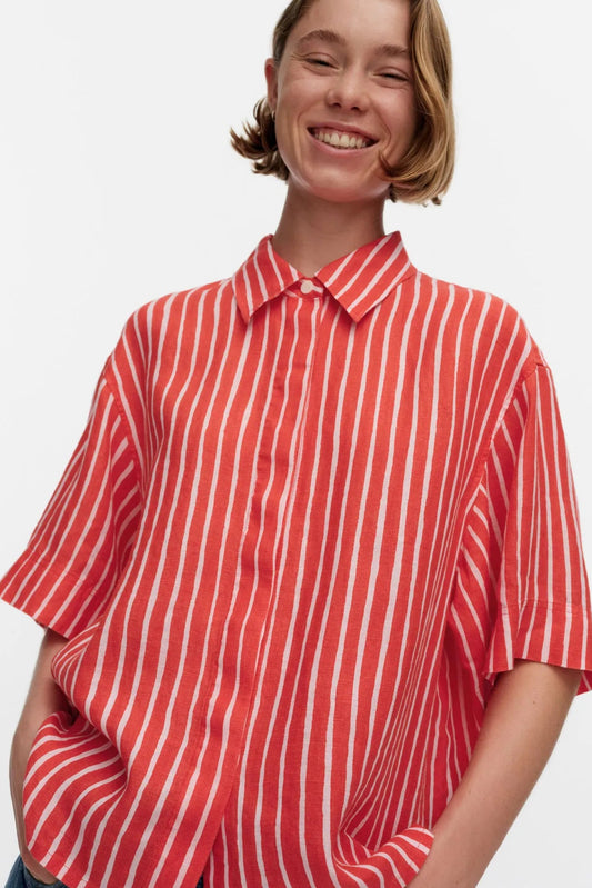 Marimekko Palindromi Piccolo pellavapaita - punainen / valkoinen