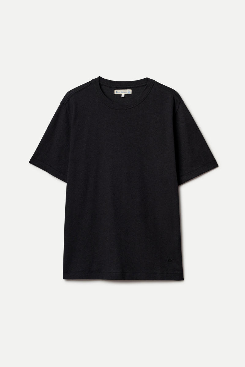Merz b. Schwanen LINEN03.99 Relaxed Fit T-shirt - deep black