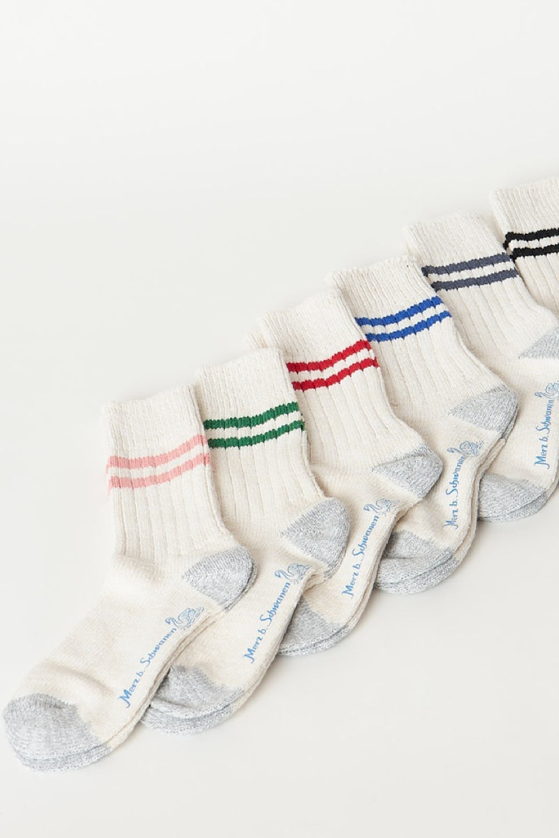Merz b. Schwanen Socks Striped - nature / swan blue