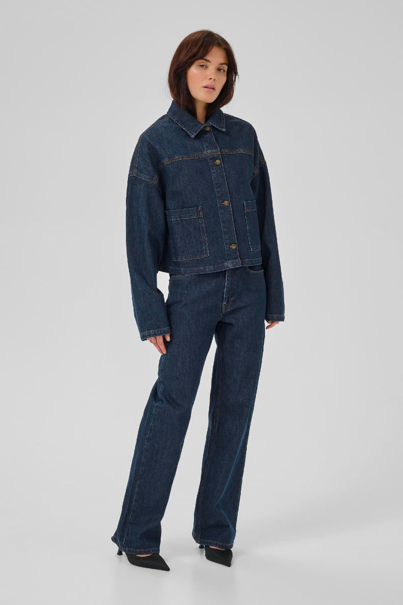 My Essential Wardrobe MWMalle 139 Deco Denim jacket - Dark blue un-washed