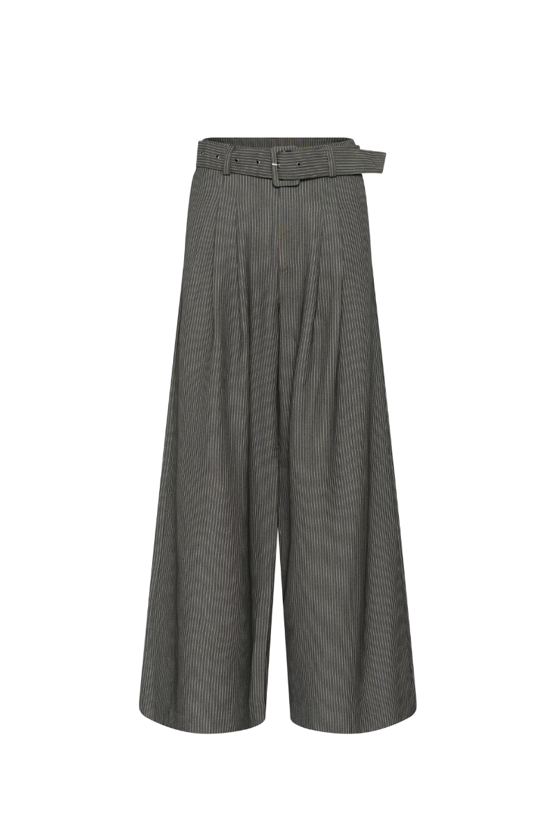 My Essential Wardrobe The Pinstriped High Pant 23 - grey melange with stripe