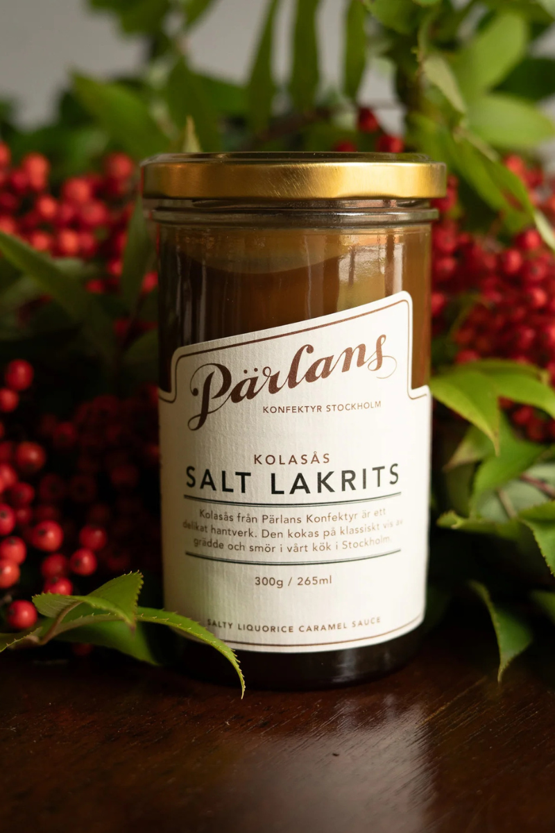 Pärlans Konfektyr Caramel sauce glass jar - salt lakrits