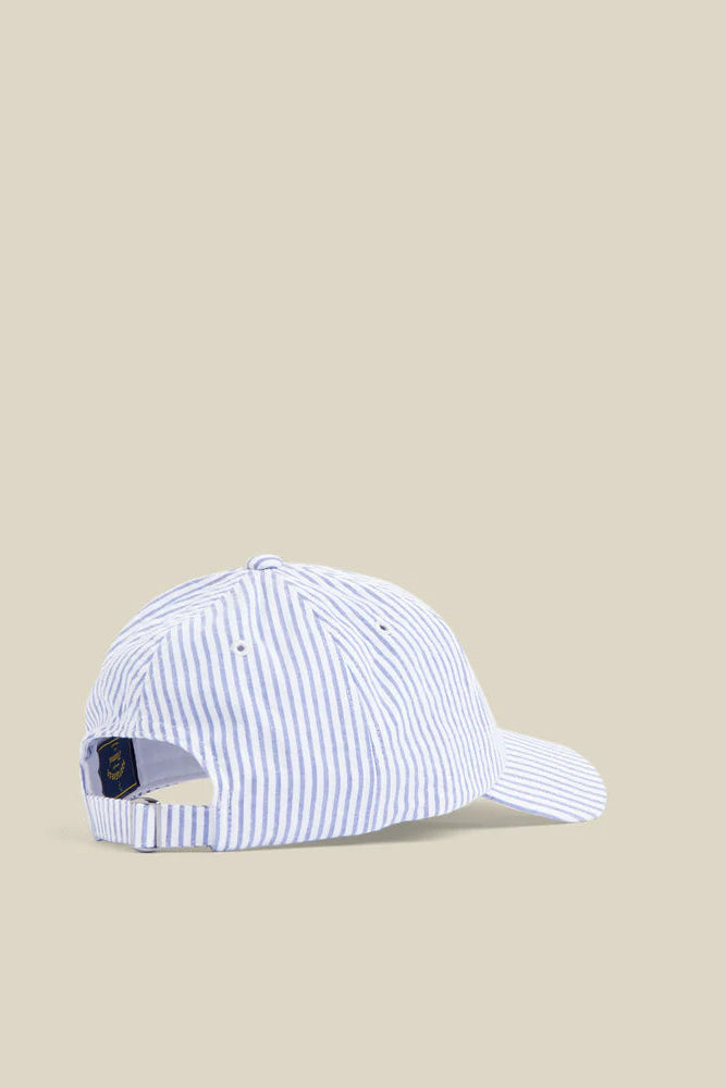 Portuguese Flannel Seersucker Cap - blue stripe
