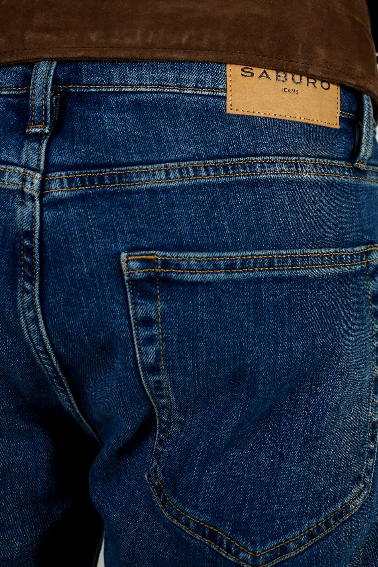 Saburo Jeans Slim Straight - mid stone