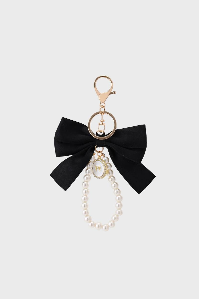 Sticky Bestie Bow Pearl Charm - black