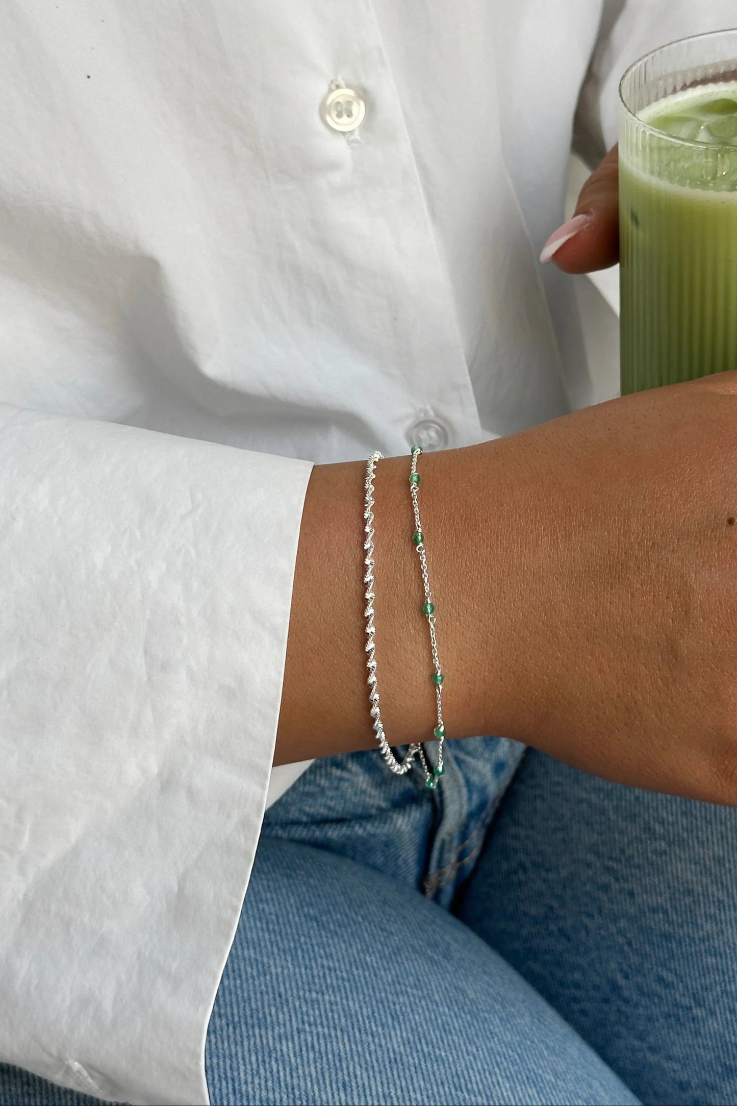 Syster P Santa Monica Bracelet - silver green onyx