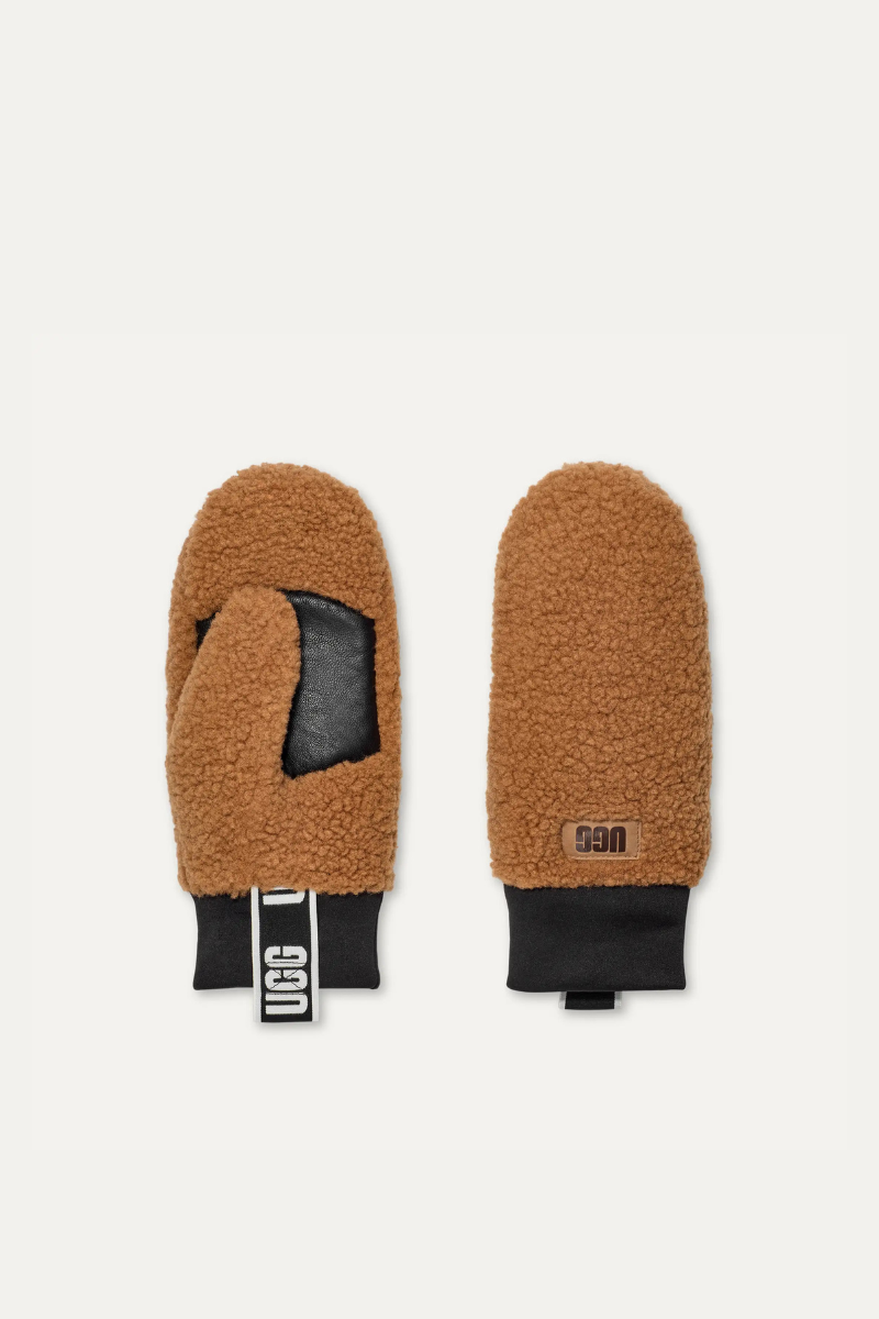 UGG Uggfluff Mitten With Logo Tape - chestnut