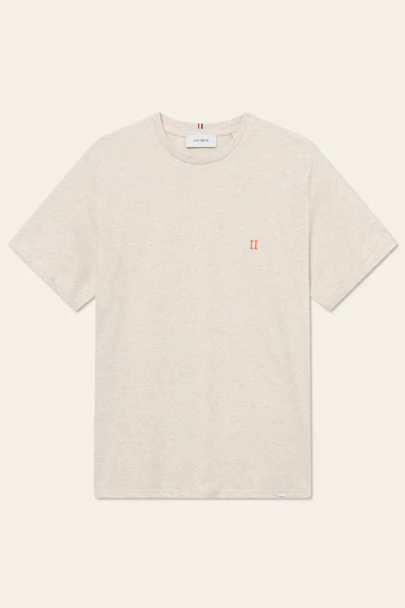 Les Deux Nørregaard T-shirt - ivory melange / orange