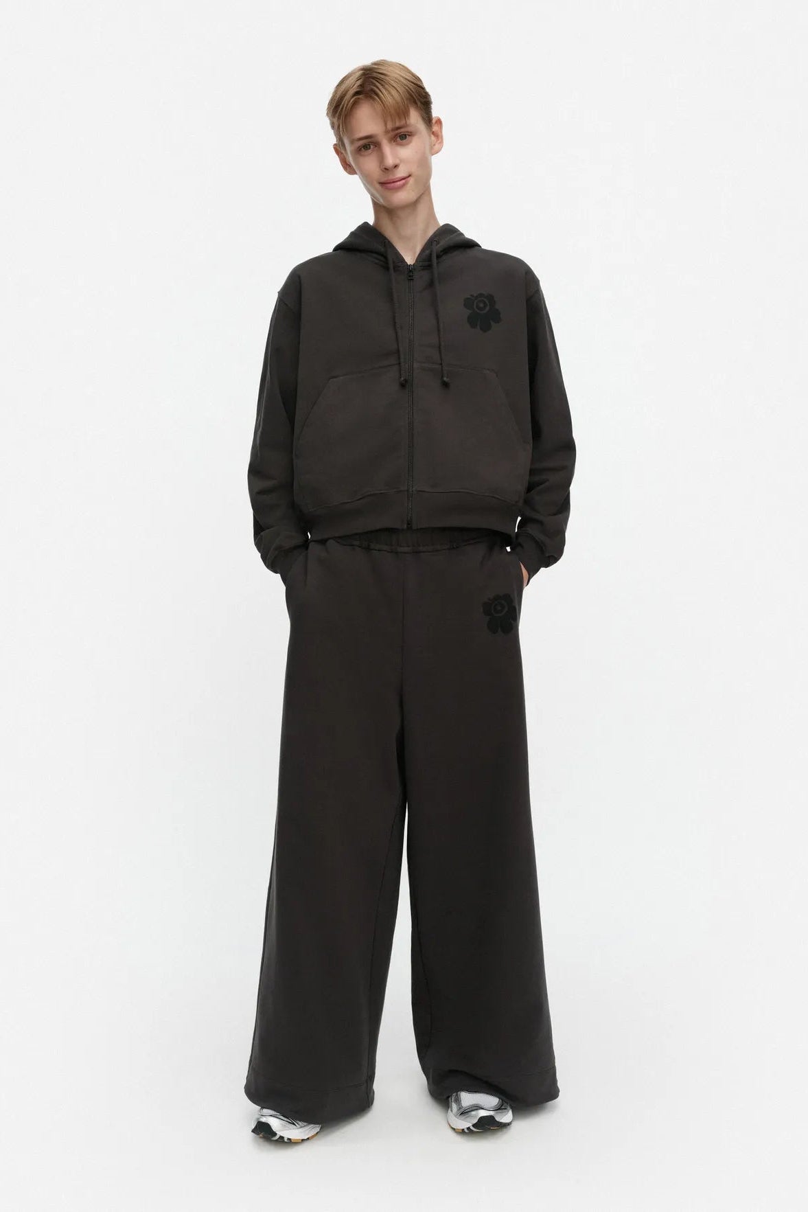 Marimekko Joggi Unikko Placement Kioski huppari - tummanharmaa / musta