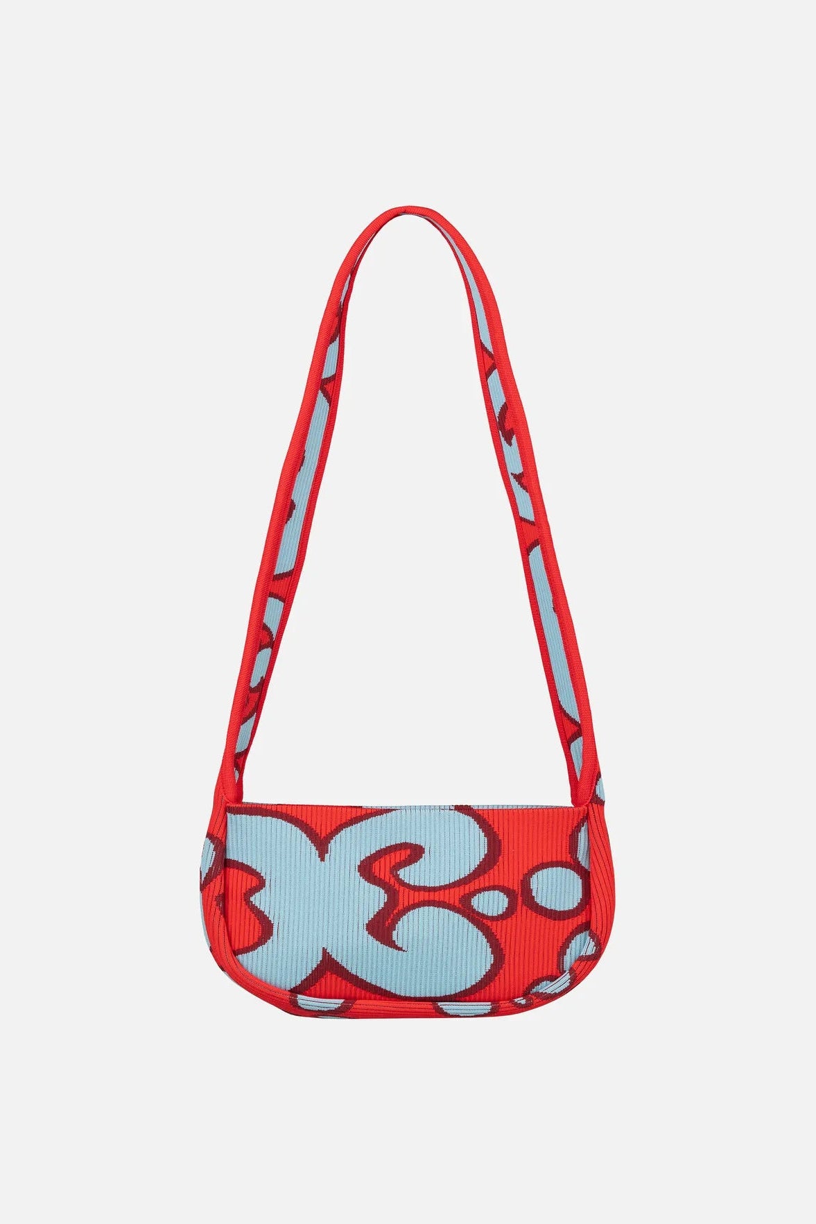 Marimekko Knitted Crossbody Keidas olkalaukku - vaaleansininen / punainen
