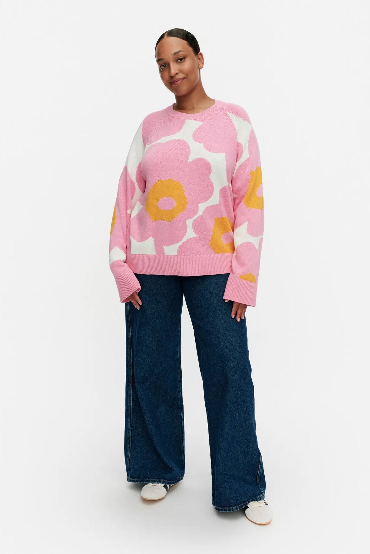 Marimekko Loitsu Unikko neulepusero - vaaleanpunainen / valkoinen