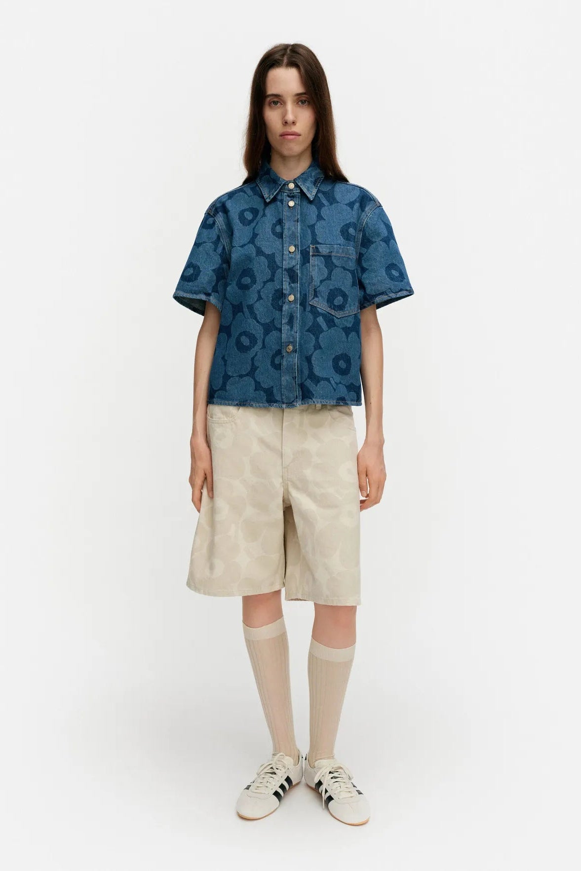 Marimekko Maridenim Kuvata Unikko paita - mid indigo