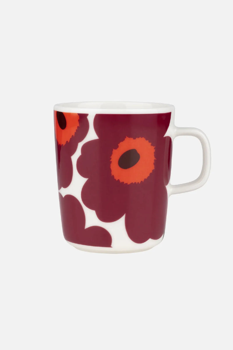 Marimekko Oiva / Unikko muki 2,5dl - viininpunainen / valkoinen