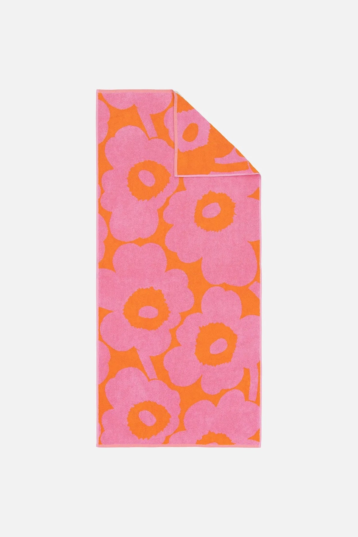 Marimekko Unikko kylpypyyhe 70 x 150 cm - oranssi / vaaleanpunainen