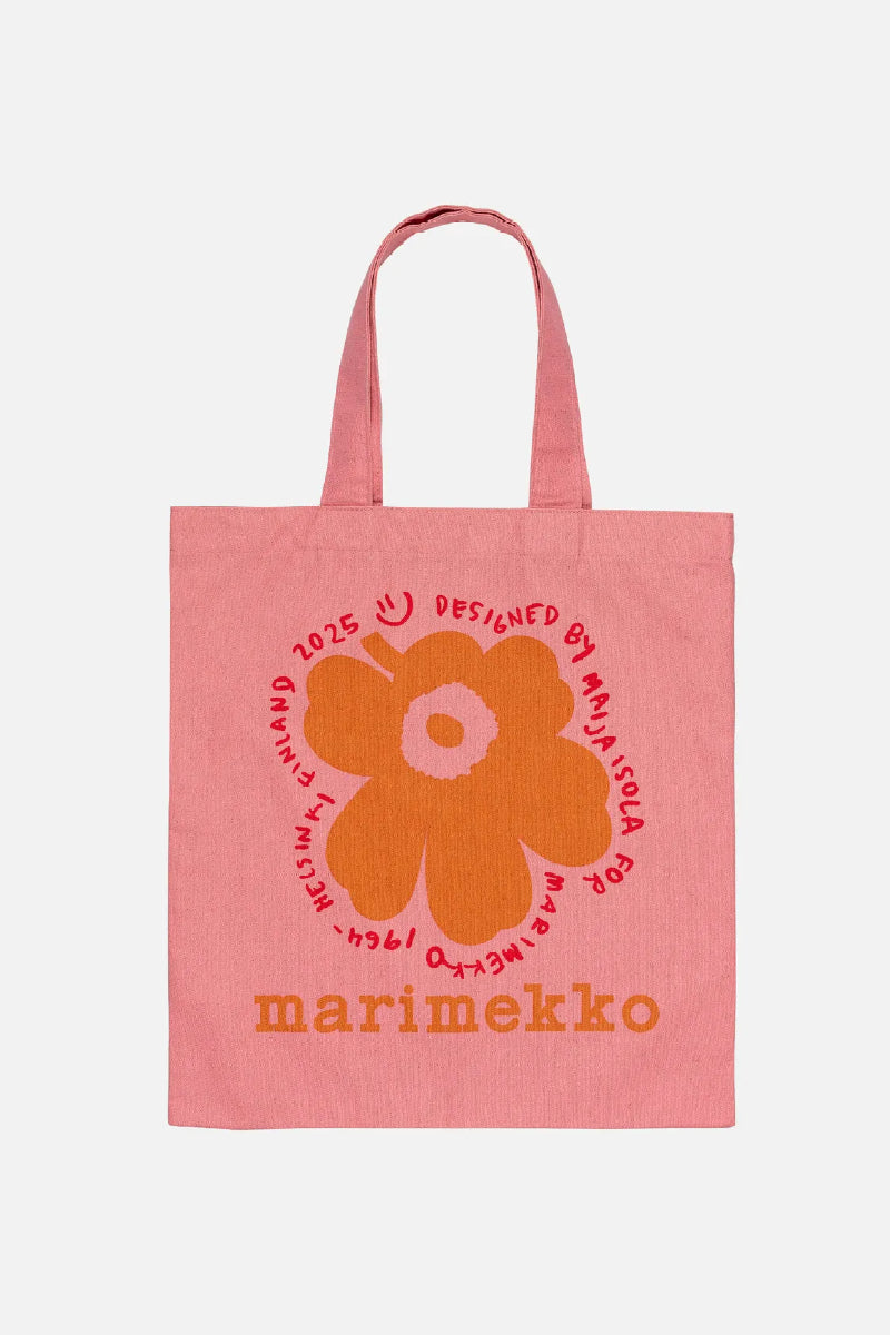 Marimekko Vankka Unikko placement kangaskassi - vaaleanpunainen / punainen