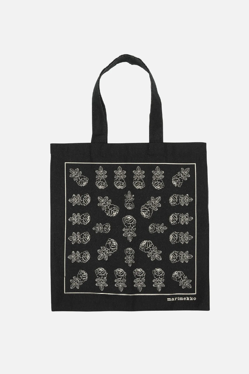 Marimekko Vankka Vihkiruusu Placement Kioski laukku - musta / luonnonvalkoinen