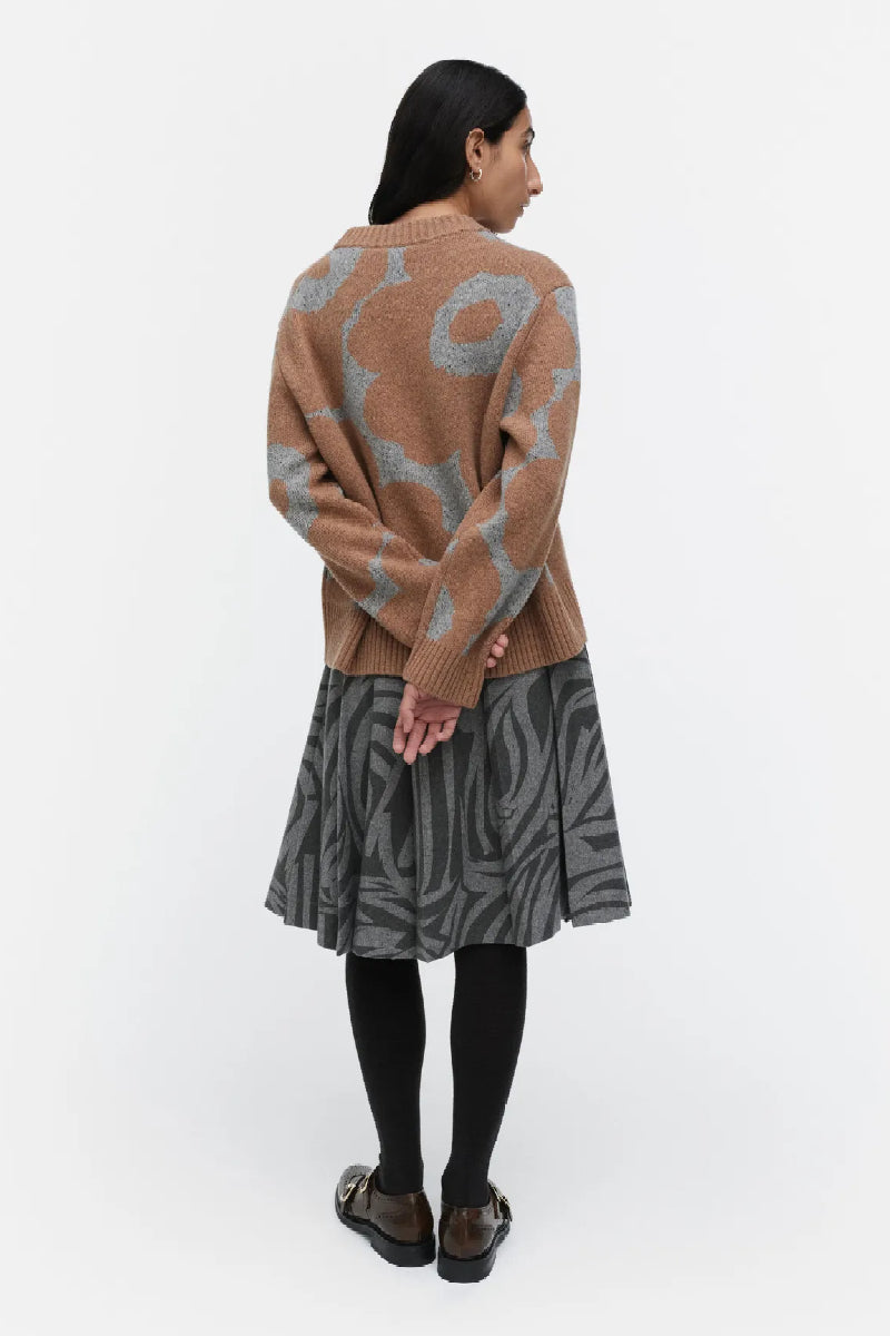 Marimekko Virtaus Unikko villaneule - ruskea / harmaa