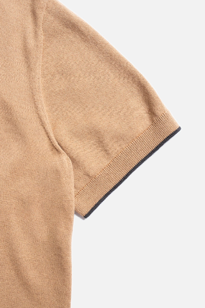 Nudie Fabbe Knit Polo shirt - beige