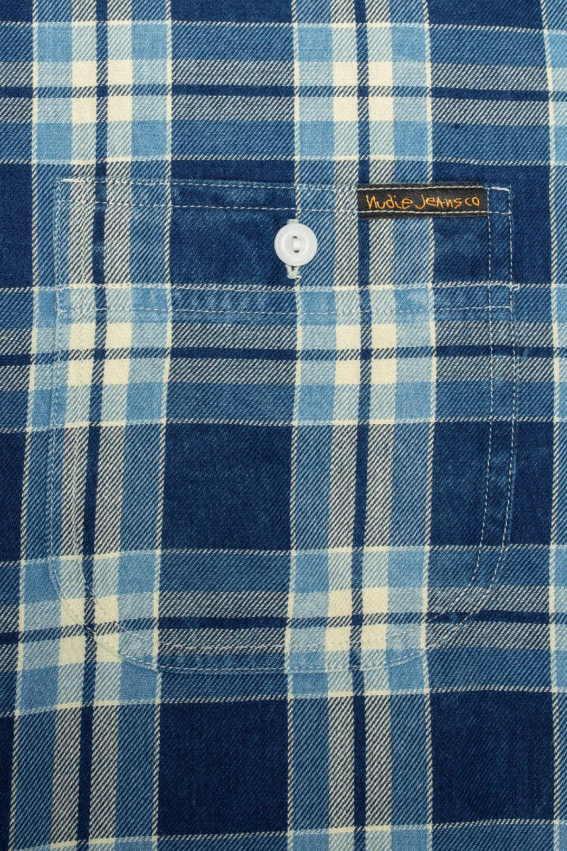 Nudie Jeans Julian Worker Shirt Checked - indigo