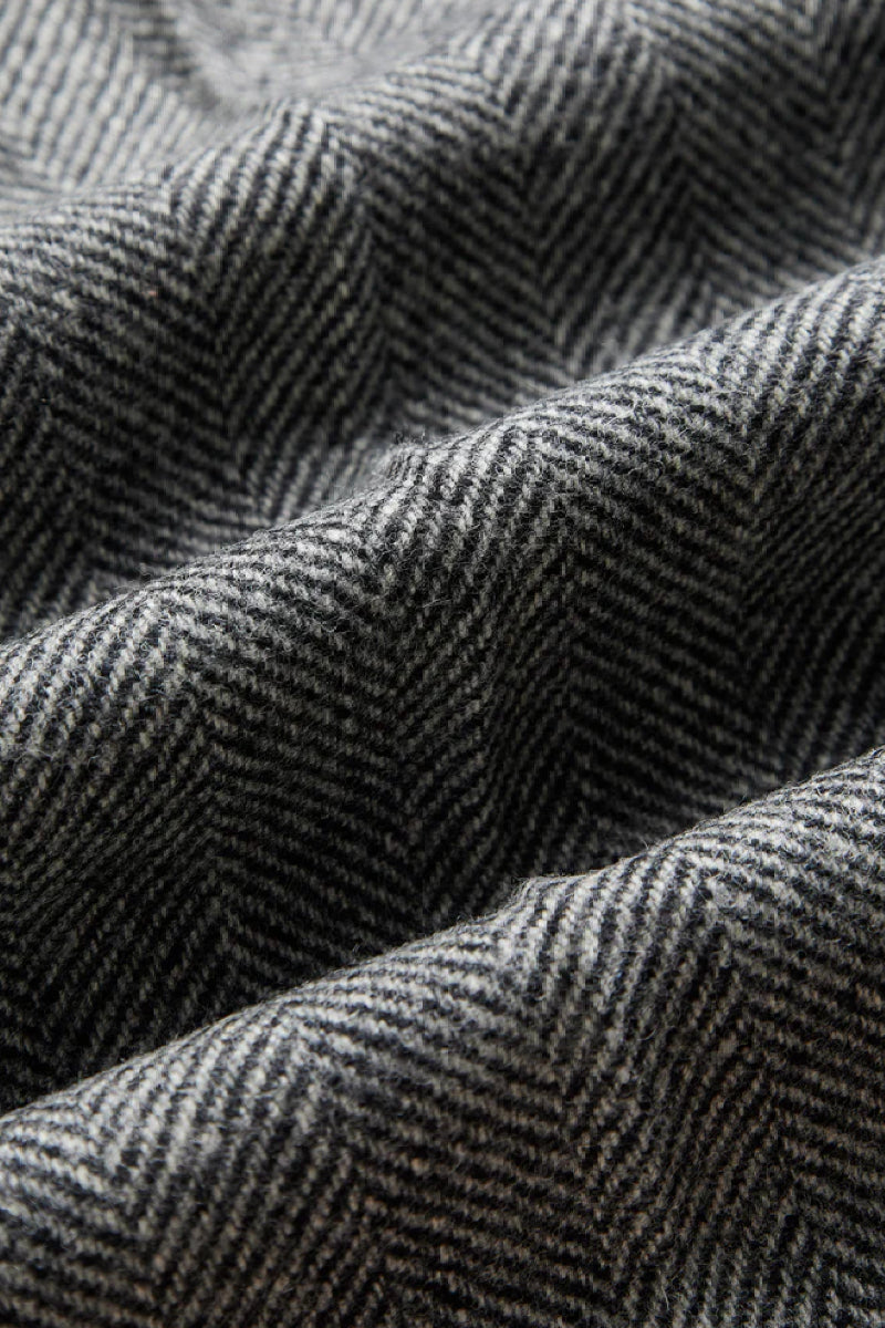 Portuguese Flannel Wool Herringbone Single Pleat Trousers - grey